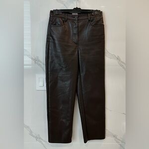 Aritzia Brown Vegan Leather Straight Leg Women's Jeans